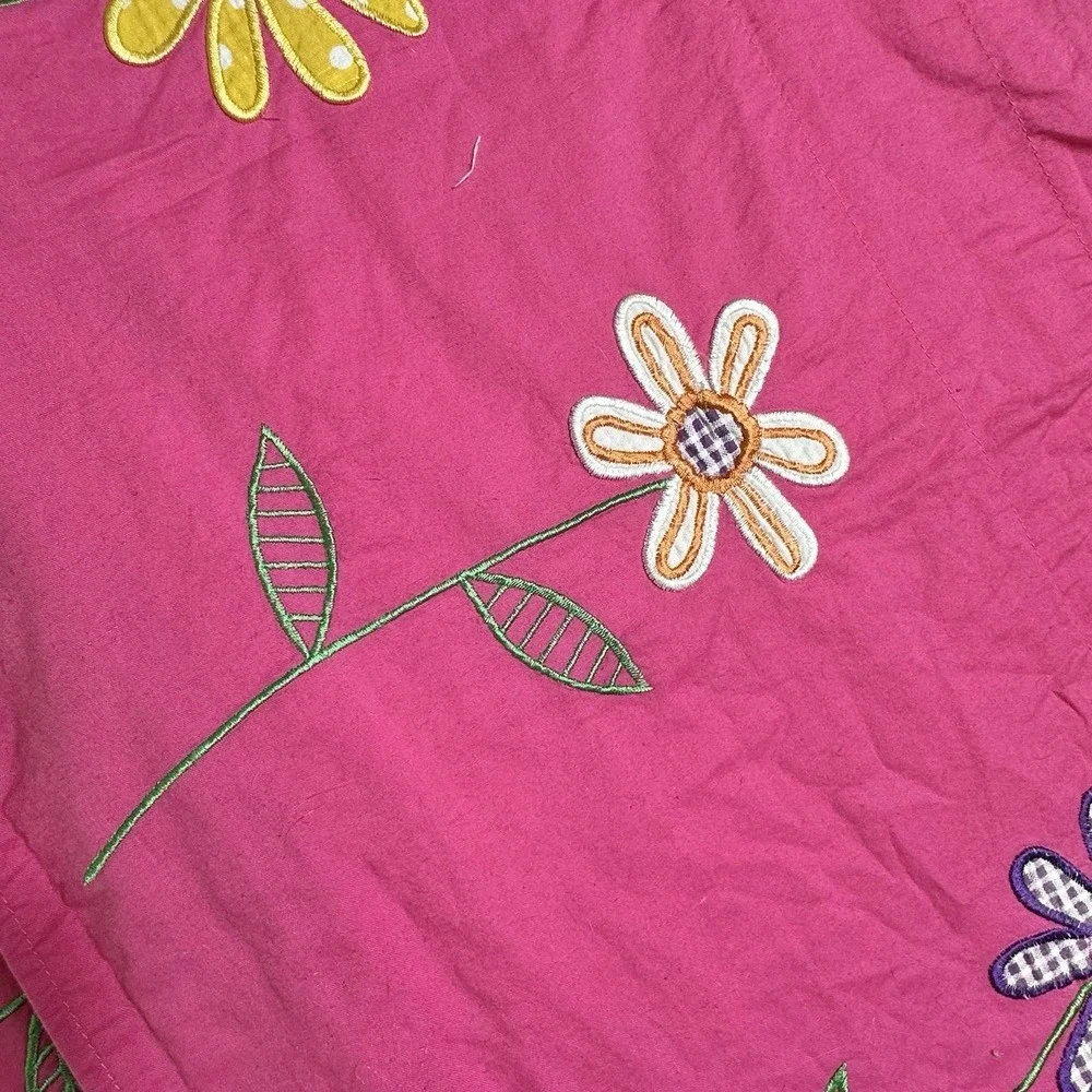 Pottery Barn Kids Pink Floral Valances Set of 2 Embroidered 56